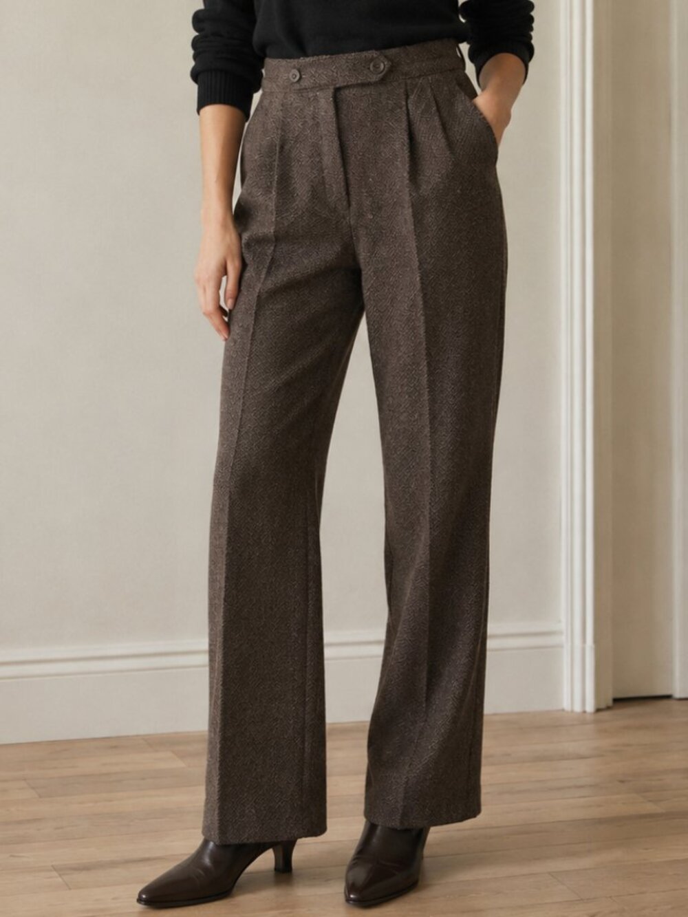 Vintage MR JAX 100% Wool High Rise Pleated Fully Lined Pants Trousers Brown Sz 8